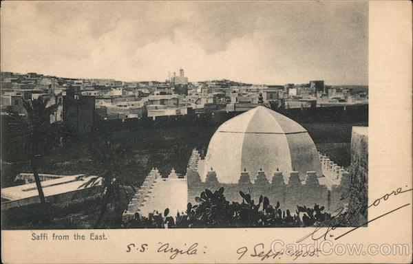 Morocco 1908 Safi Saffi from the East Postcard one penny stamp Vintage Post Card