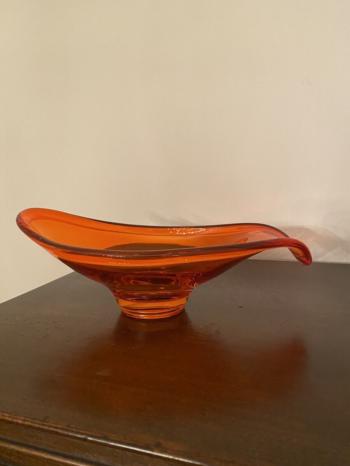 VTG Mid Century Viking Glass Orange Abstract Oblong Console Dish MCM-Beautiful