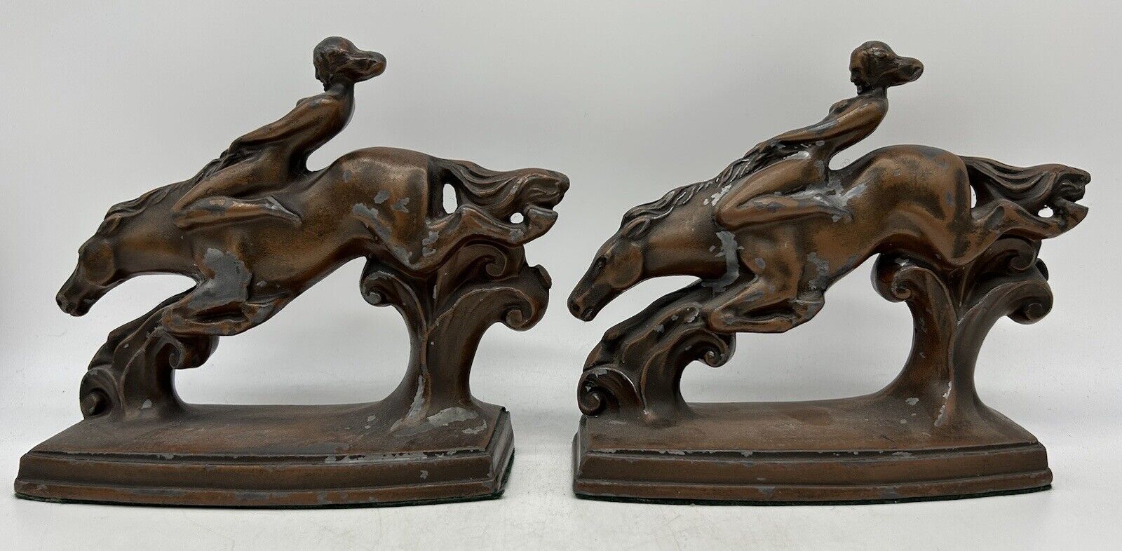 Nuart Creations Nude Woman on Rearing Horse Bookends, Lady Godiva
