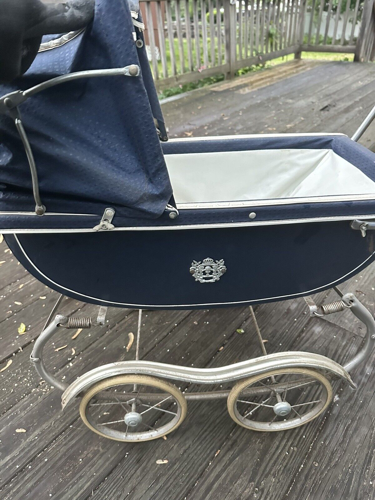 Vintage Antique Crown Baby Doll Stroller Carriage Blue Buggy Buggie Coronet Toy