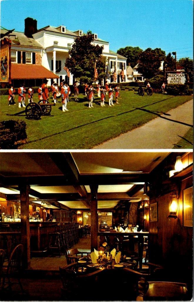 Rhinebeck, NY New York BEEKMAN ARMS Hotel & Dutch Arms Drum & Fife Team Postcard