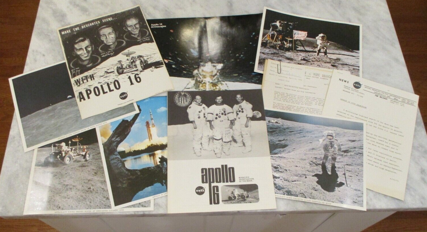 1971-72 NASA MSFC APOLLO 16 SITE SELECTION MEMO+LAUNCH TRIP PKT MEMO w/BUS TKT++