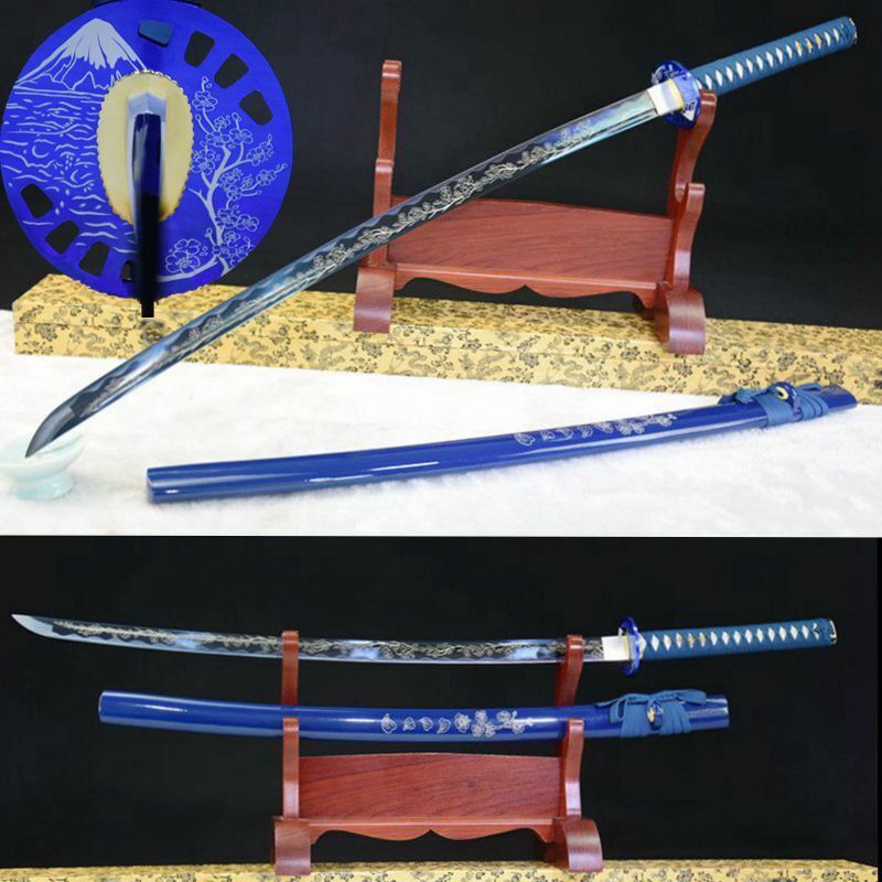 1095 High Carbon Steel Japanese Blue Samurai Sword Katana Knife Handmade Sharp
