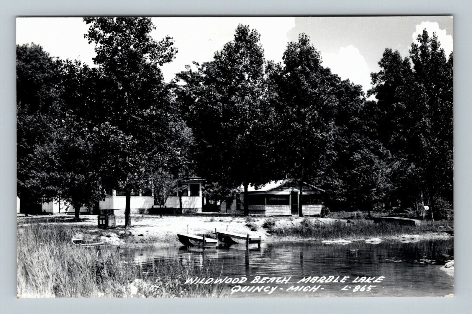 Quincy MI Wildwood Beach Marble Lake Buildings RPPC Michigan Vintage Postcard