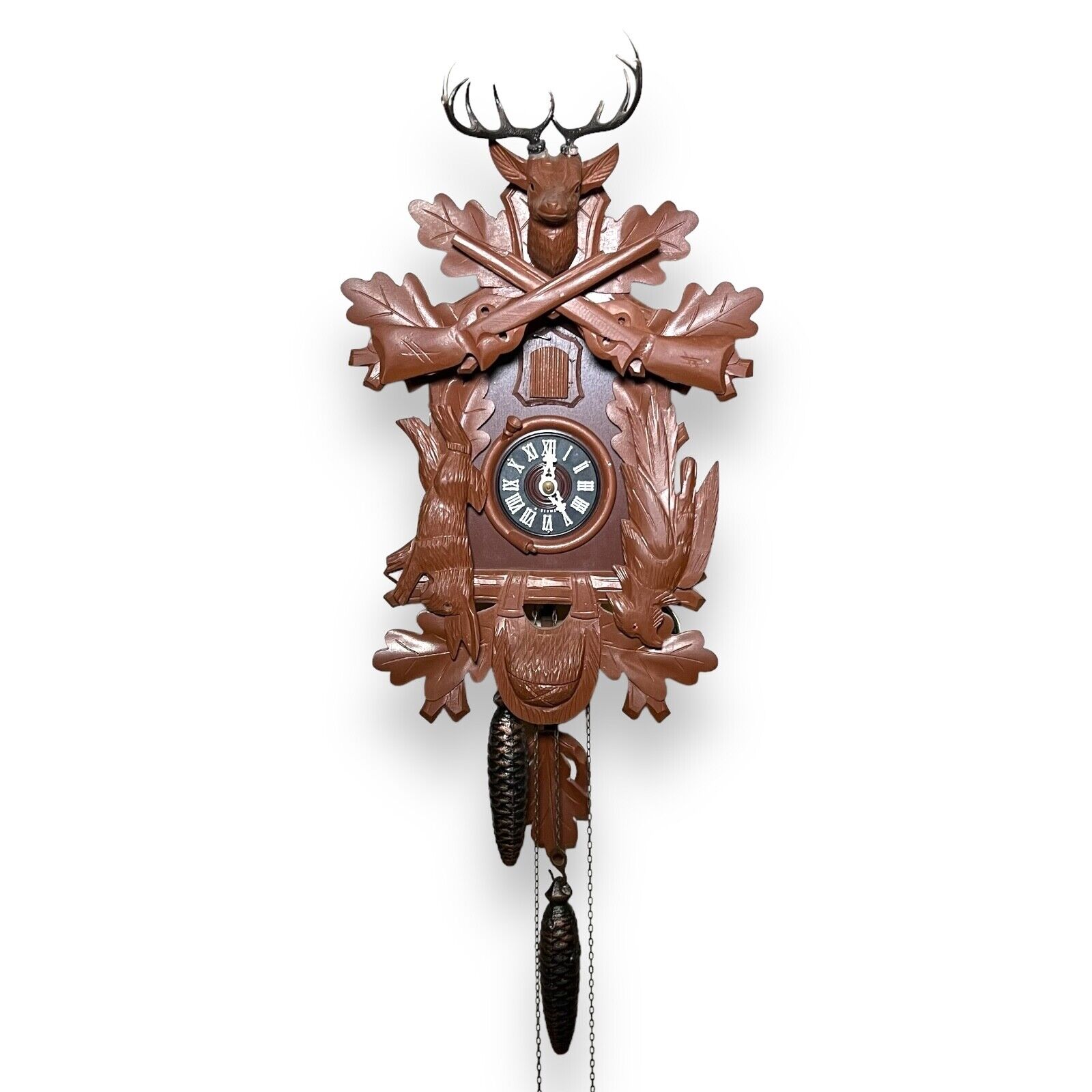 VTG Original Black Forest Cuckoo Clock Hubert Herr Germany 30 Hour Solid Wood