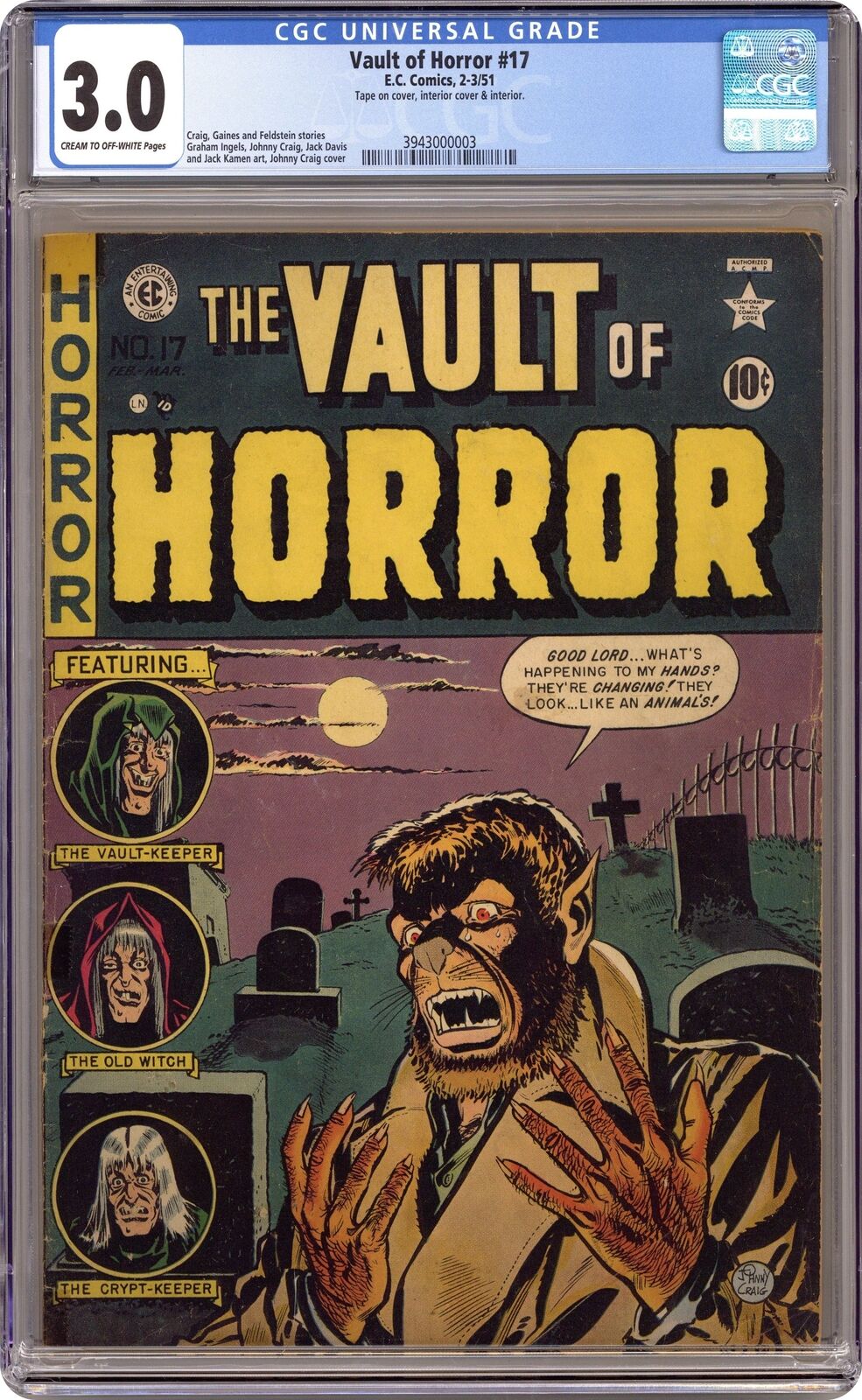 Vault of Horror #17 CGC 3.0 1951 3943000003