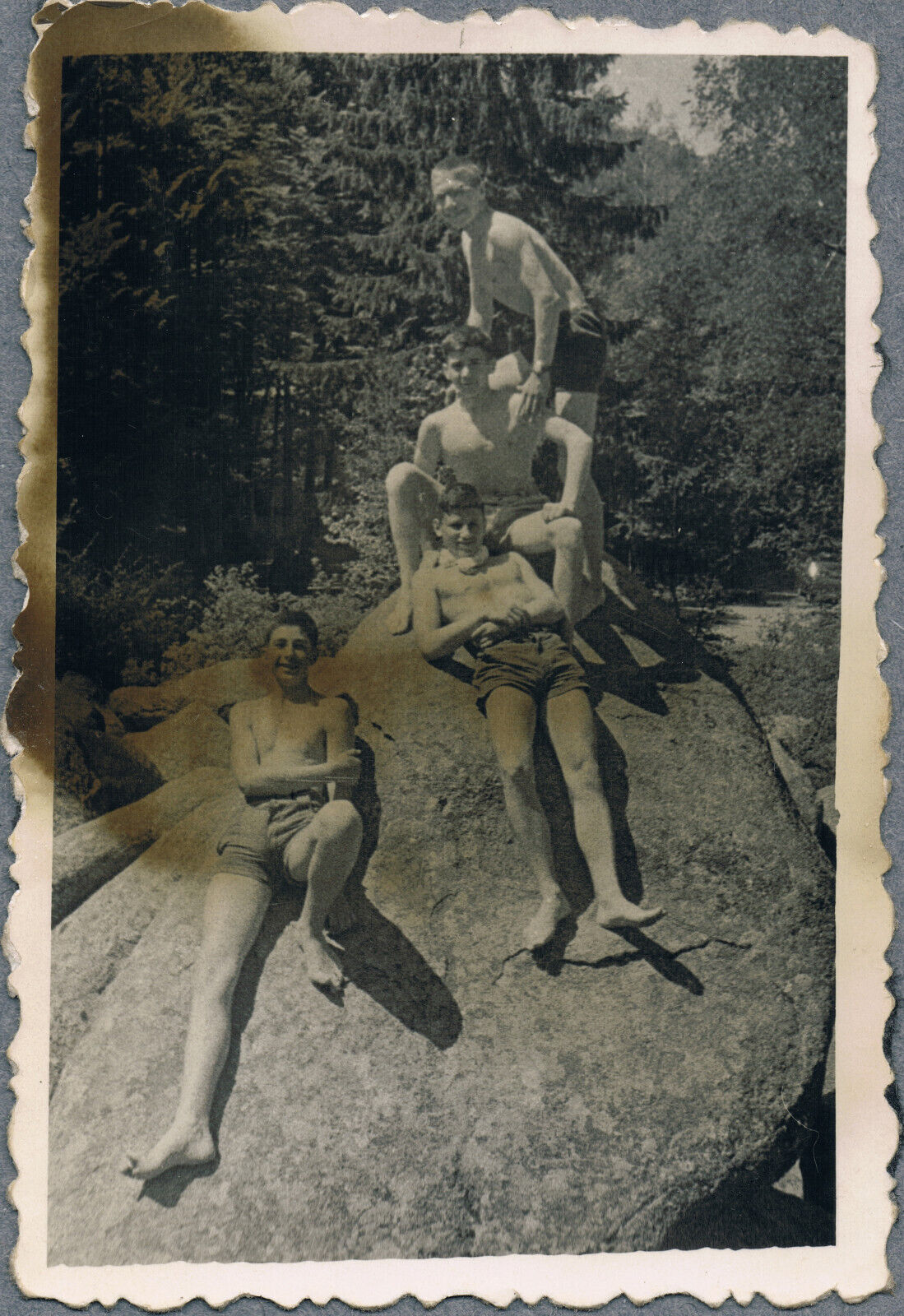 1950s Beefcake Bulge Shirtless Men Trunks Gay Interest Vintage Snapshot Photo