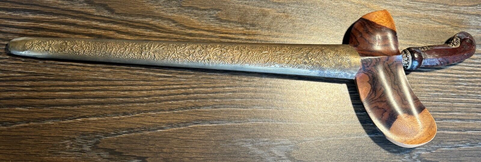 Kris Keris Dagger Javanese Indonesian  Damascus Blade Old Vintage Wood Sheath