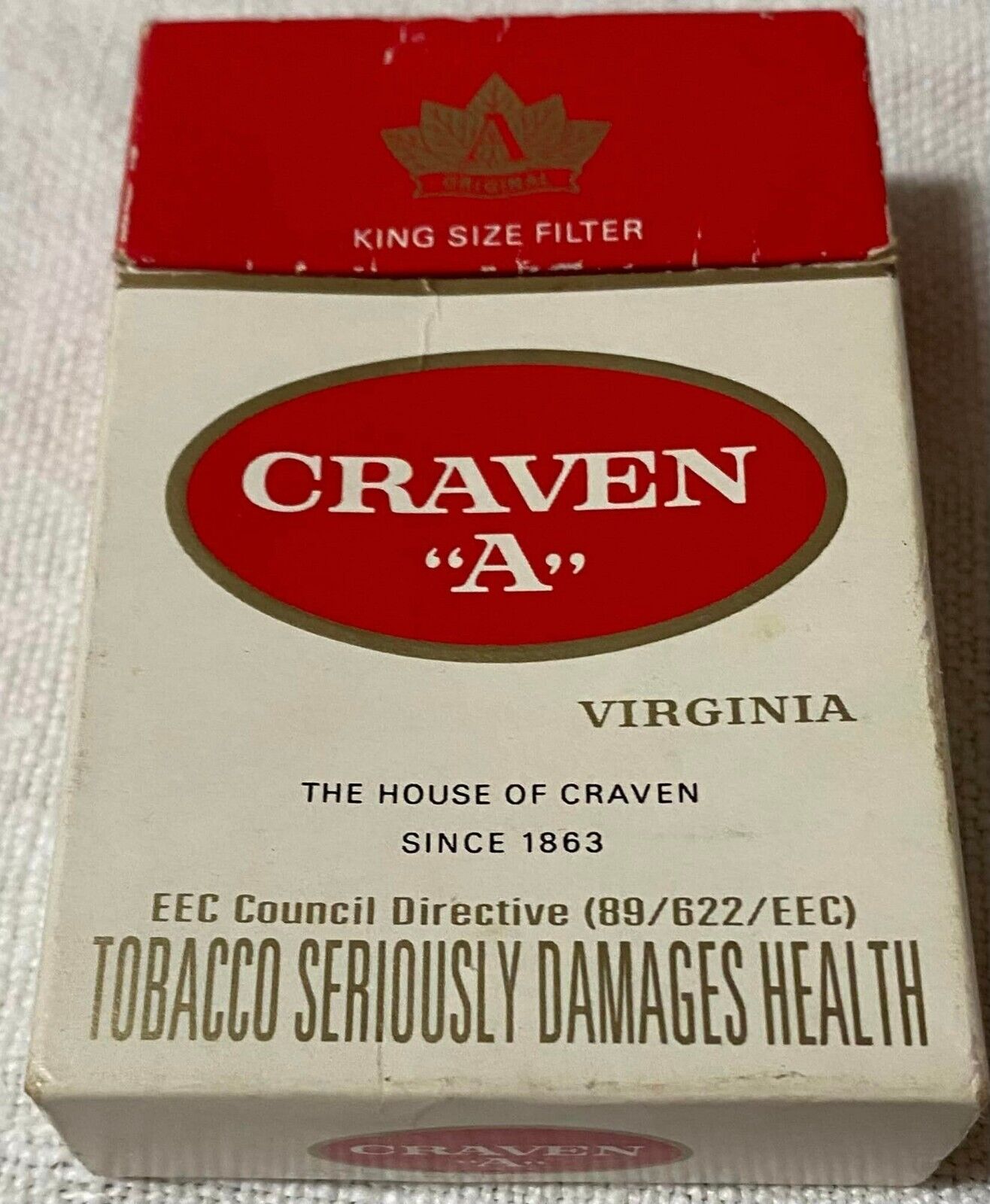 Vintage Craven “A” Cigarette Cigarettes Cigarette Paper Box Empty Cigarette