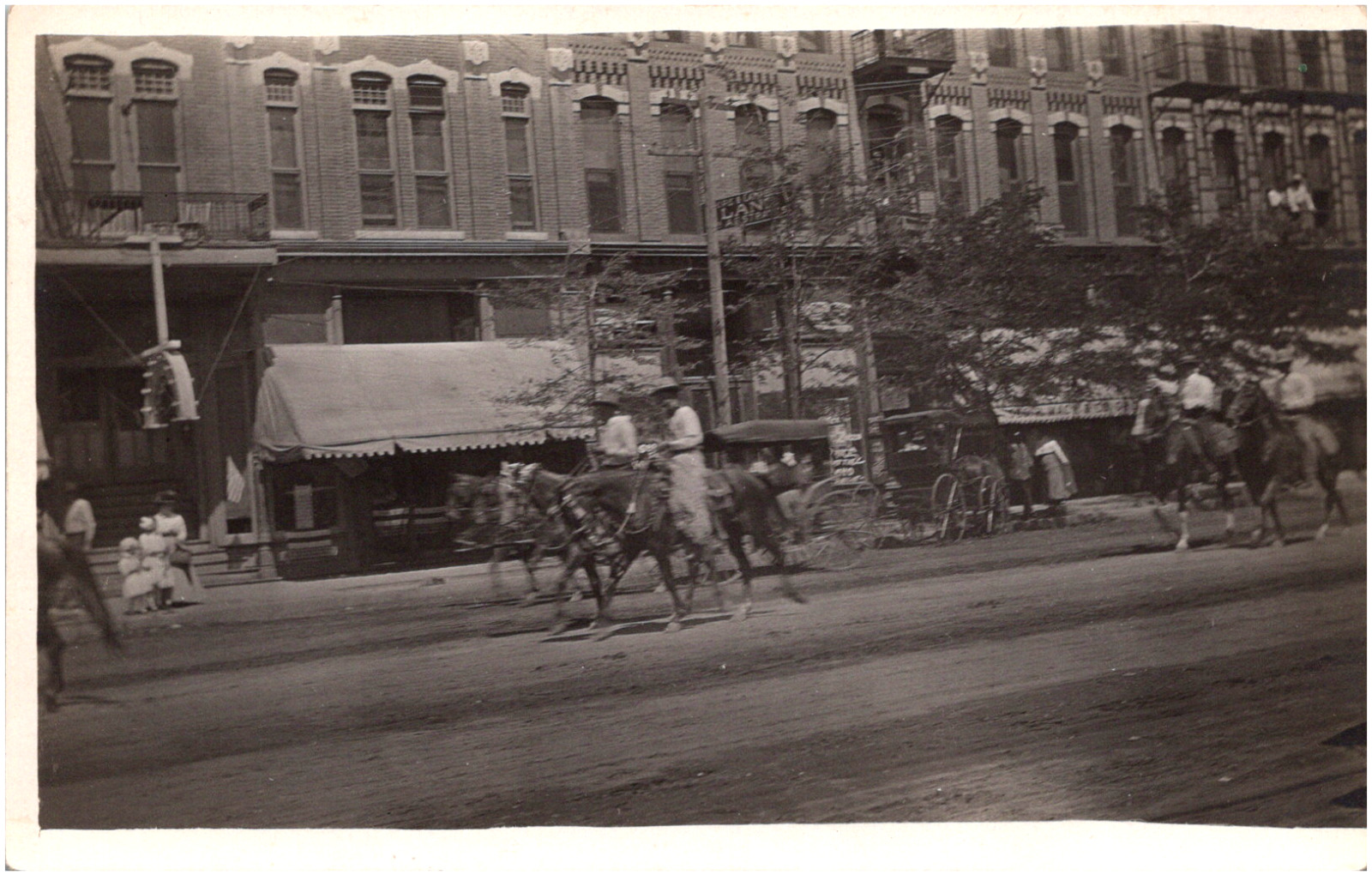 Horse Riders Outside of Opera House Garden City Kansas 1910s RPPC Postcard Photo