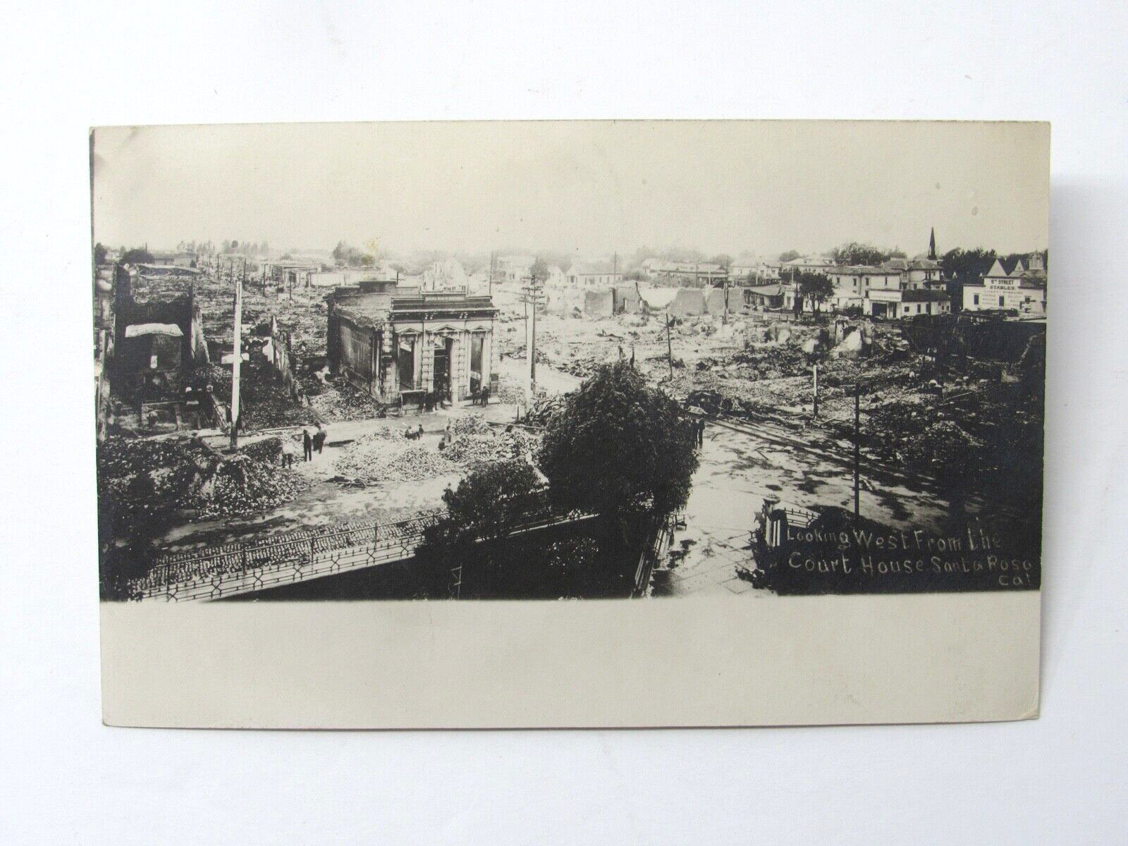 Santa Rosa CA April 1906 Earthquake Postcard 4th Street Court House Street View