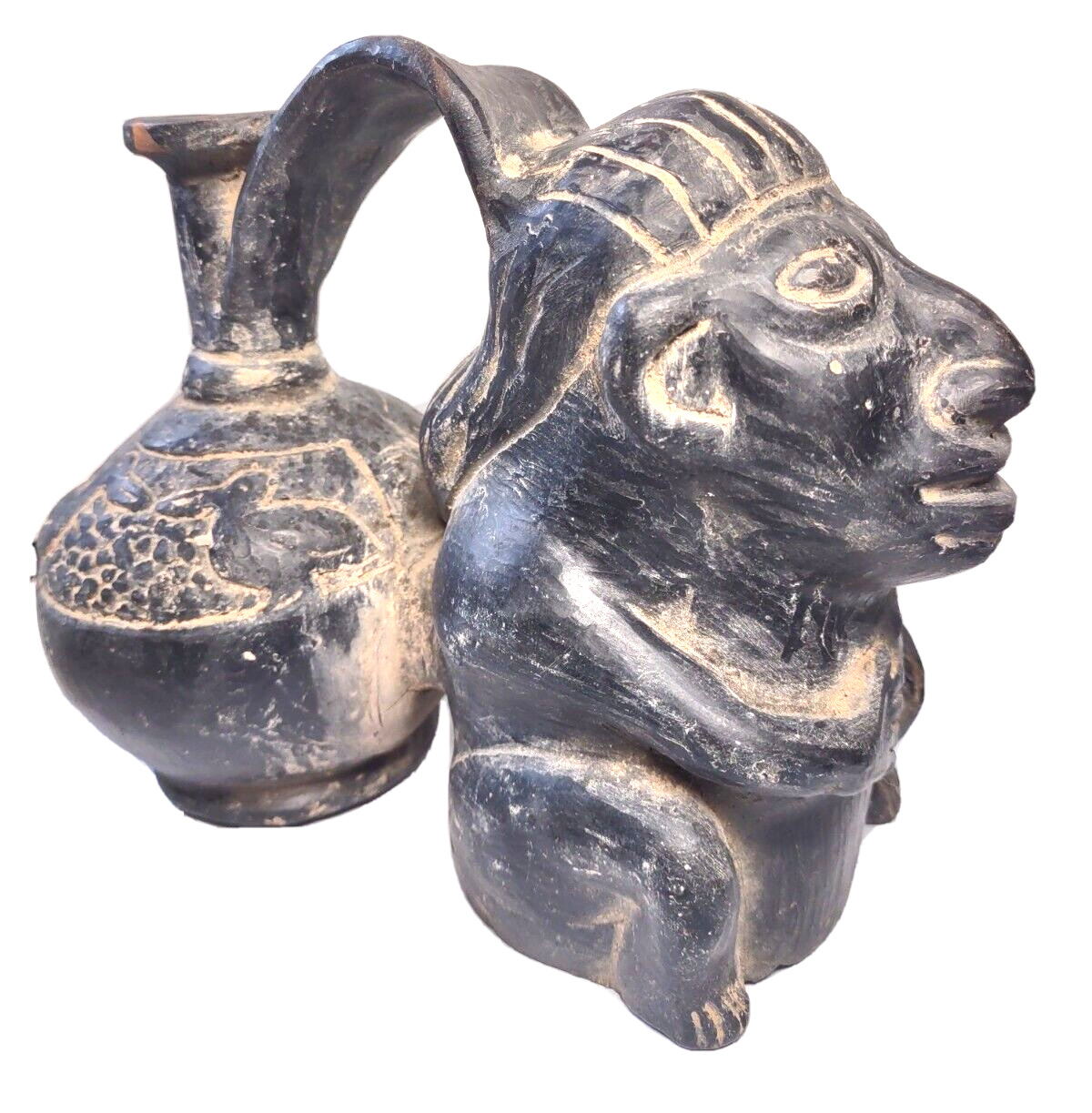 RARE Antique Pre-Columbian Chimu Blackware Pottery Replica 1100-1532 AD Peru