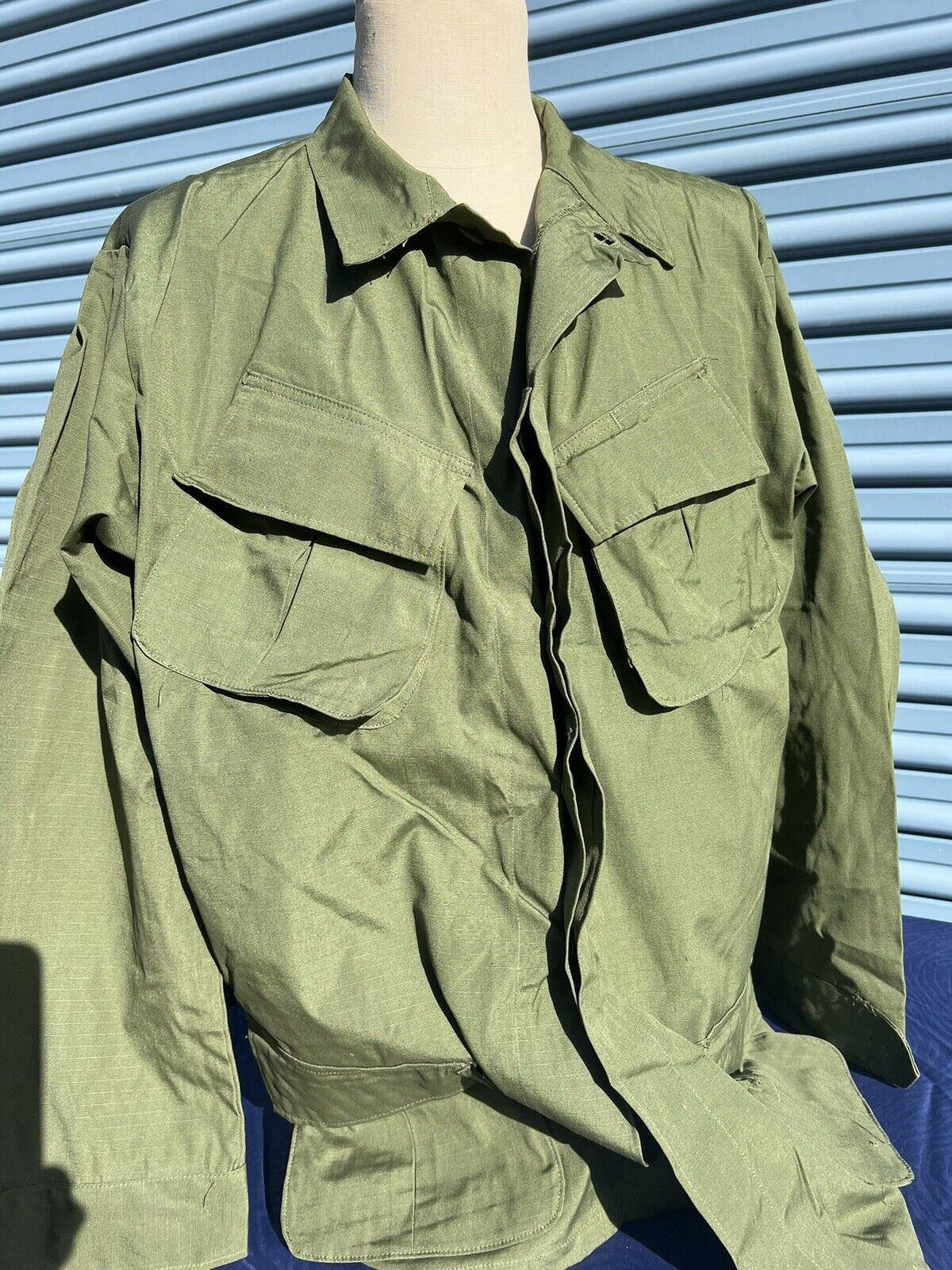 Vintage NOS viet nam 1969 slant pocket shirt og 107 rip stop Large Long NEW