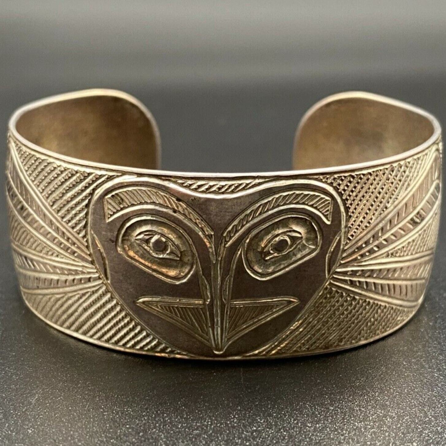Vintage Northwestern Haida Frank Wrenn Mosquito Silver Bracelet Cuff 6-5/8\