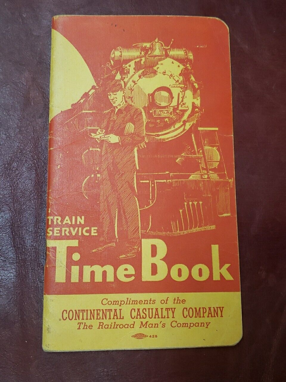 Vintage Continental Casualty Company Train RR Railroad Service Time Book Ledger