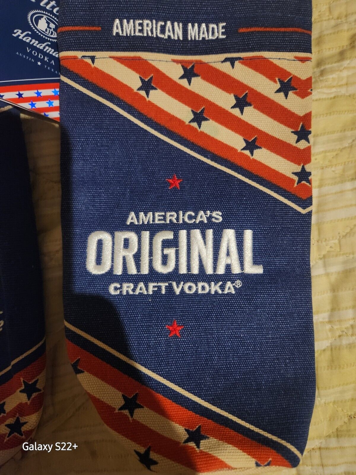Lot 235 Titos Handmade Vodka 2024 Bottle Bag Canvas USA Patriotic Embroidered 