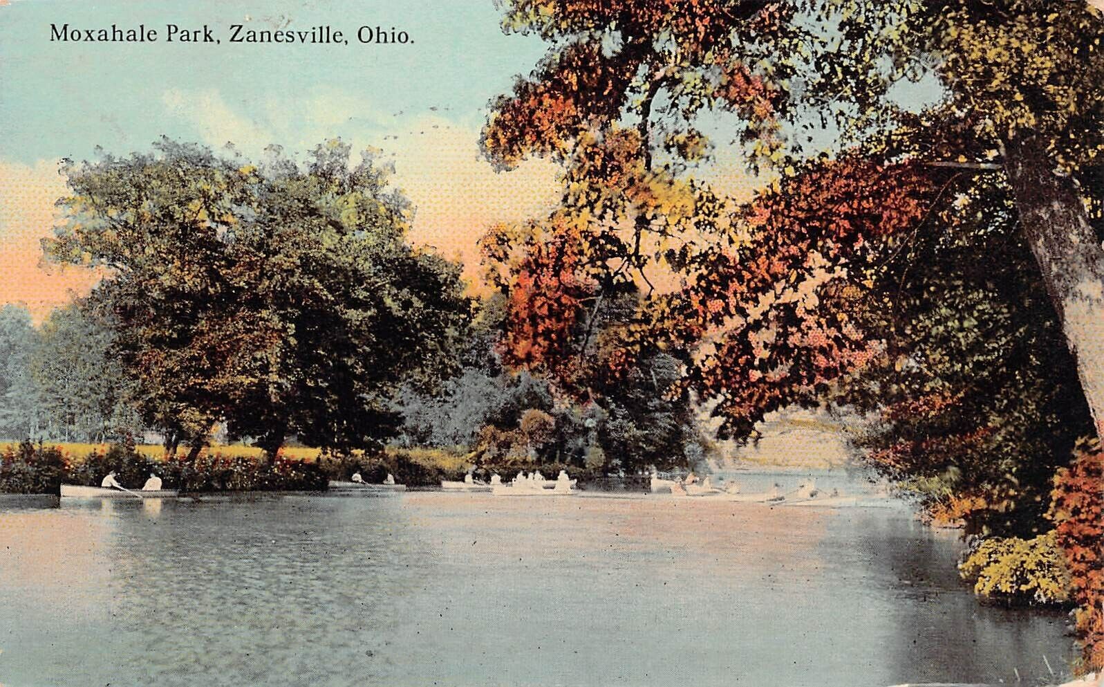 Zanesville OH Ohio Moxahala Amusement Park US Stamp Scott # 397 Vtg Postcard A52