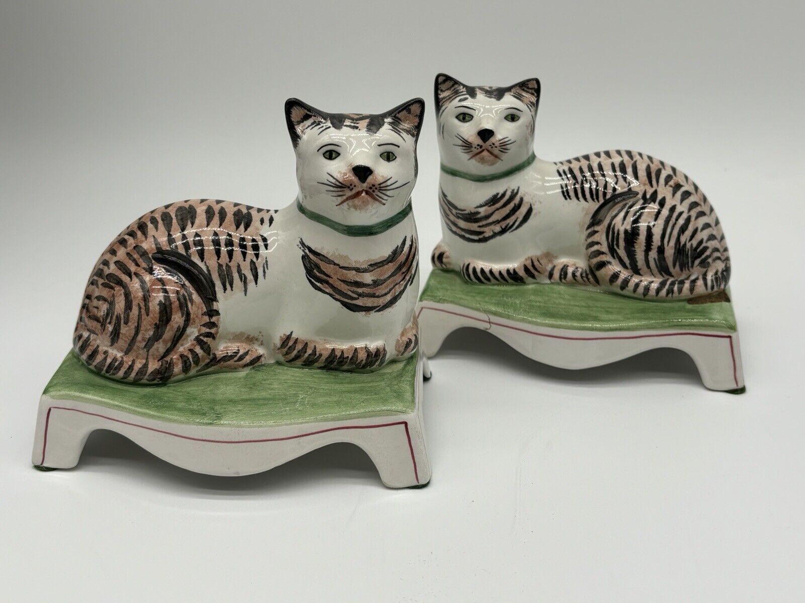 Vintage Mottahedeh Design Italy Staffordshire Cat Book Ends 1960's