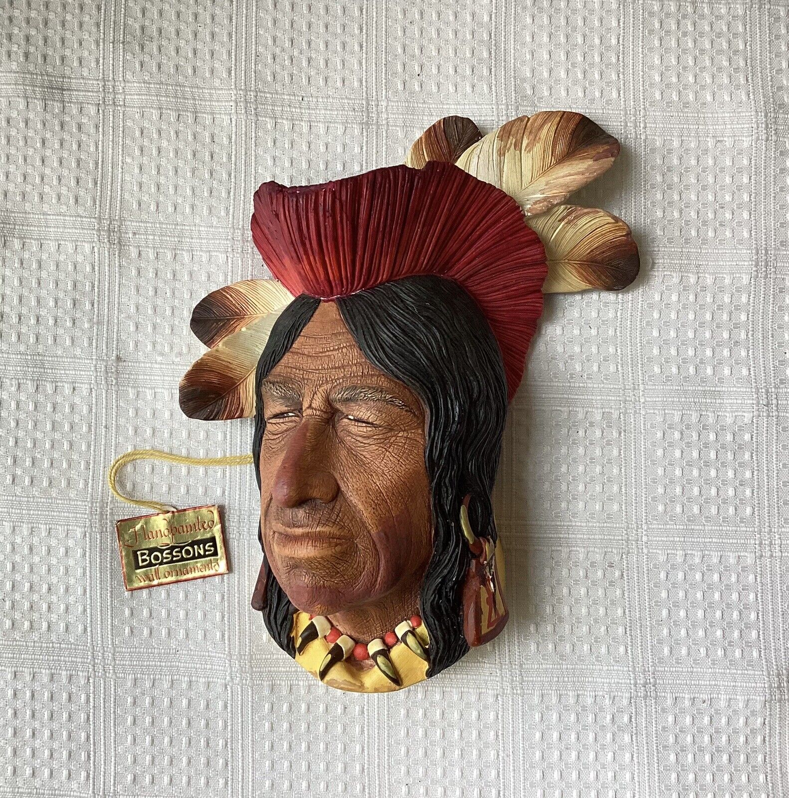 VTG Imagical Models Bossons Wall Ornament, Shawnee Chief Tecumseh, England + Tag