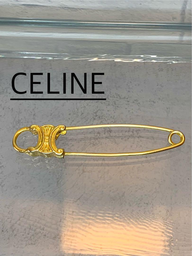 Celine Brooch Pin Badge Gold Triomphe Safety