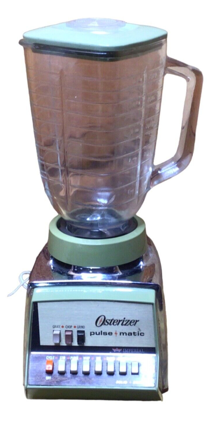 Vintage 1970\'s Imperial Osterizer Pulse Matic 658 Blender Avocado Green Chrome
