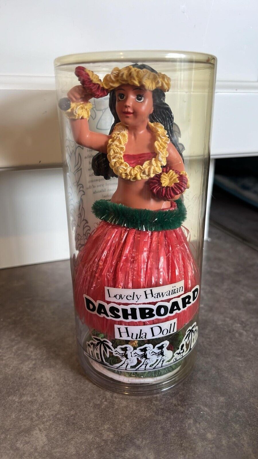Vintage Hawaiian Hula Girl Flower Dashboard Doll Hawaii Souvenir Dancing