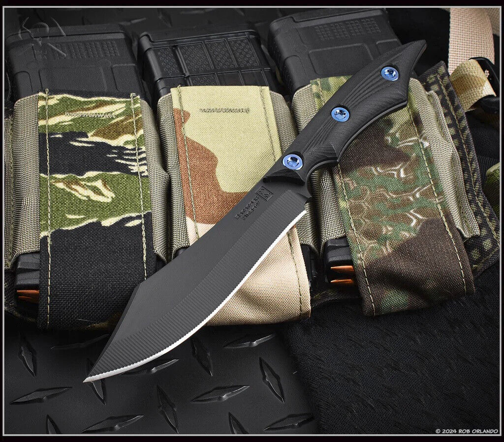 RMJ Tactical Ratatosk Knife Graphite Black Cerakote Nitro-V Blade Micarta Handle