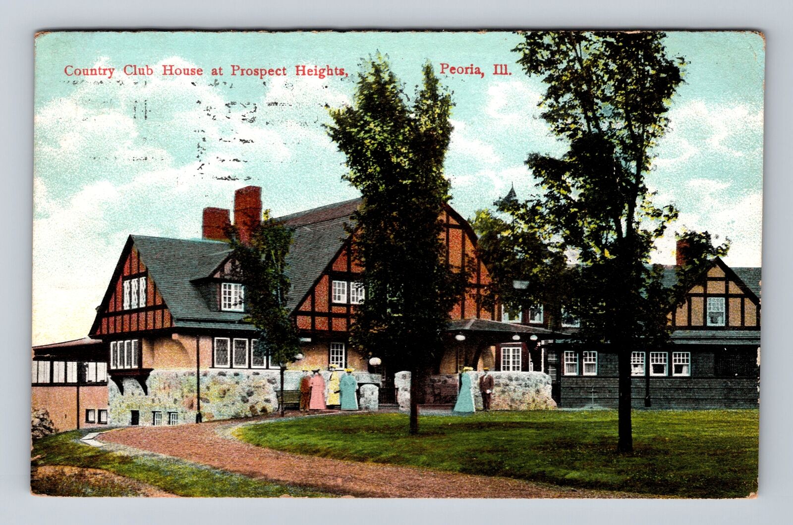 Peoria IL-Illinois, Country Club House, Prospect Heights, Vintage c1910 Postcard