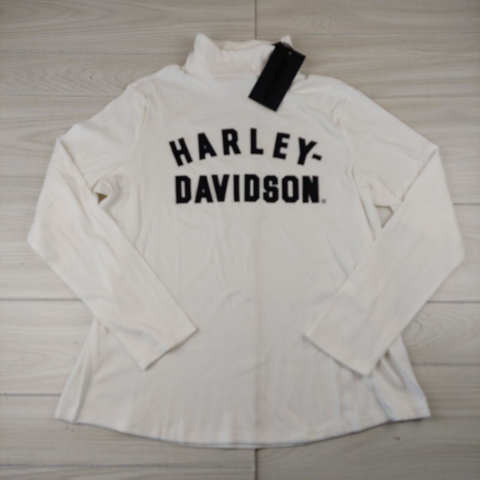 Harley Davidson Turtleneck Womens 2XL Off White Ribbed Biker Embroidered NWT 