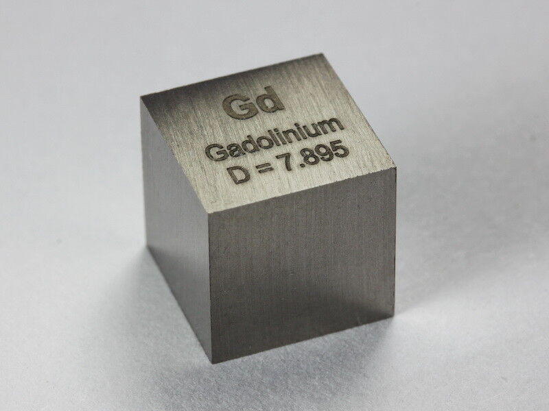 Gadolinium density cube ultra precision 10.0x10.0x10.0mm - 99.95% purity