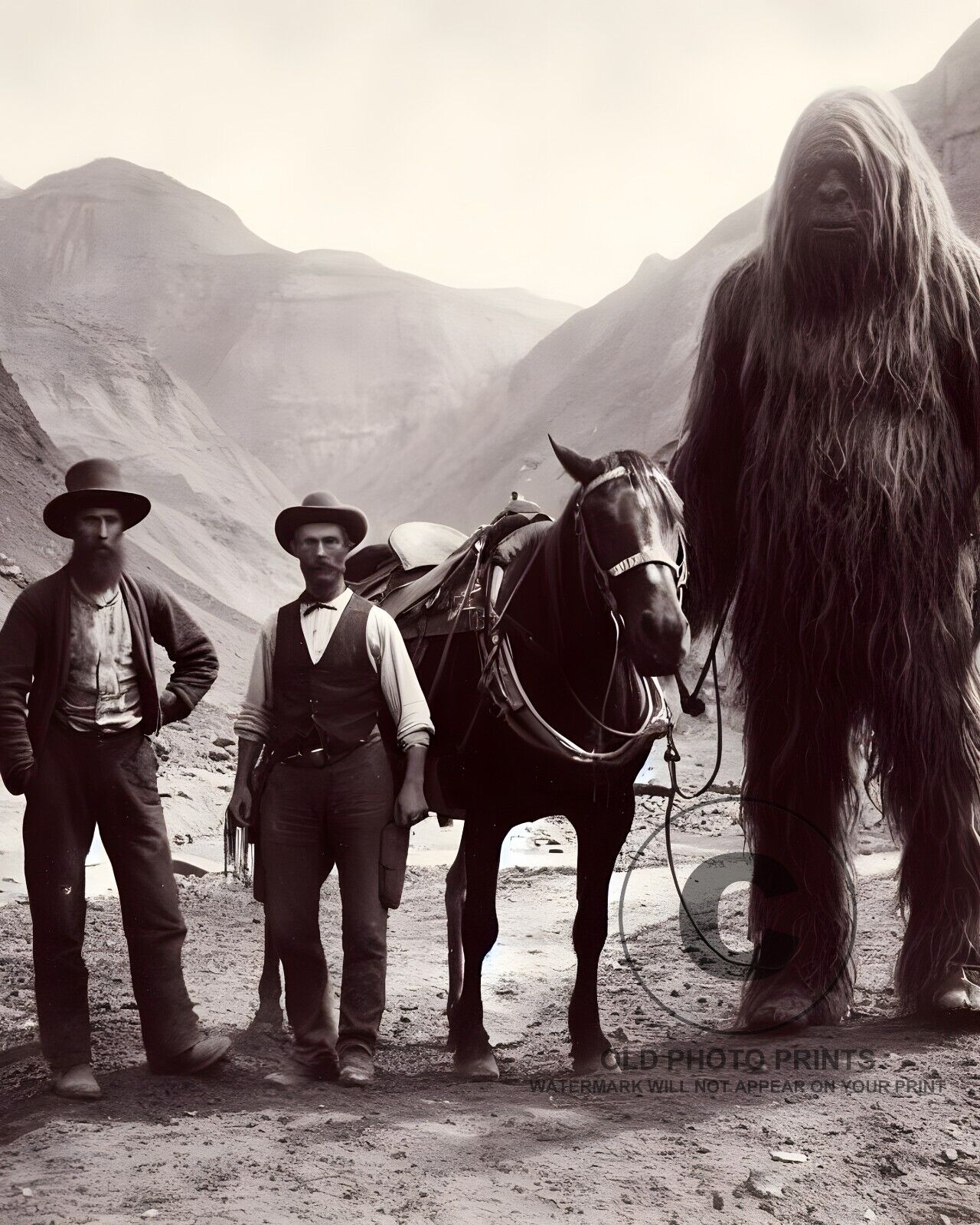 Sasquatch Bigfoot & Gold Miners 1899 Photo Mt. Whitney  CA Myth Folklore 8X10