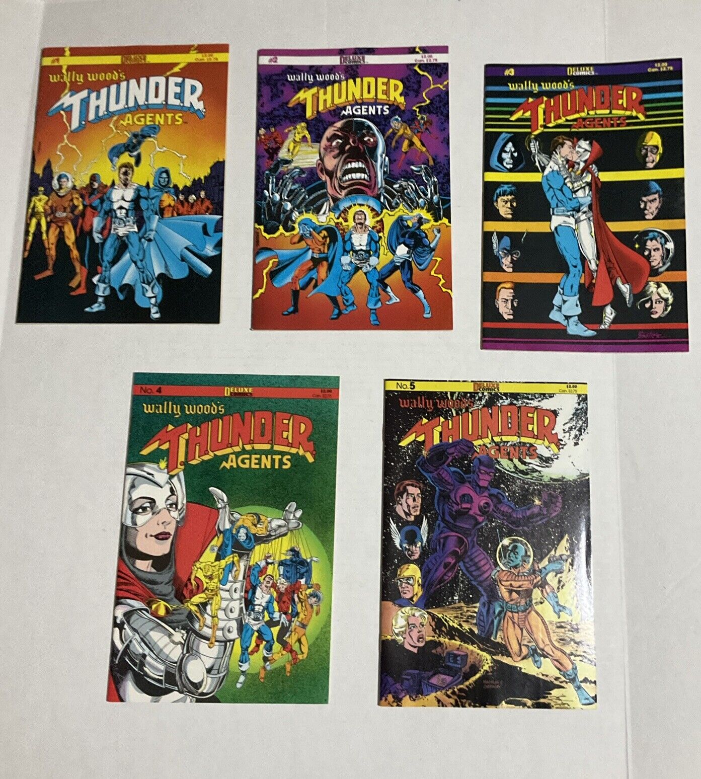 Wally Wood's Thunder Agents #1-5 - Deluxe Comics - Nov84 to Oct86 - 