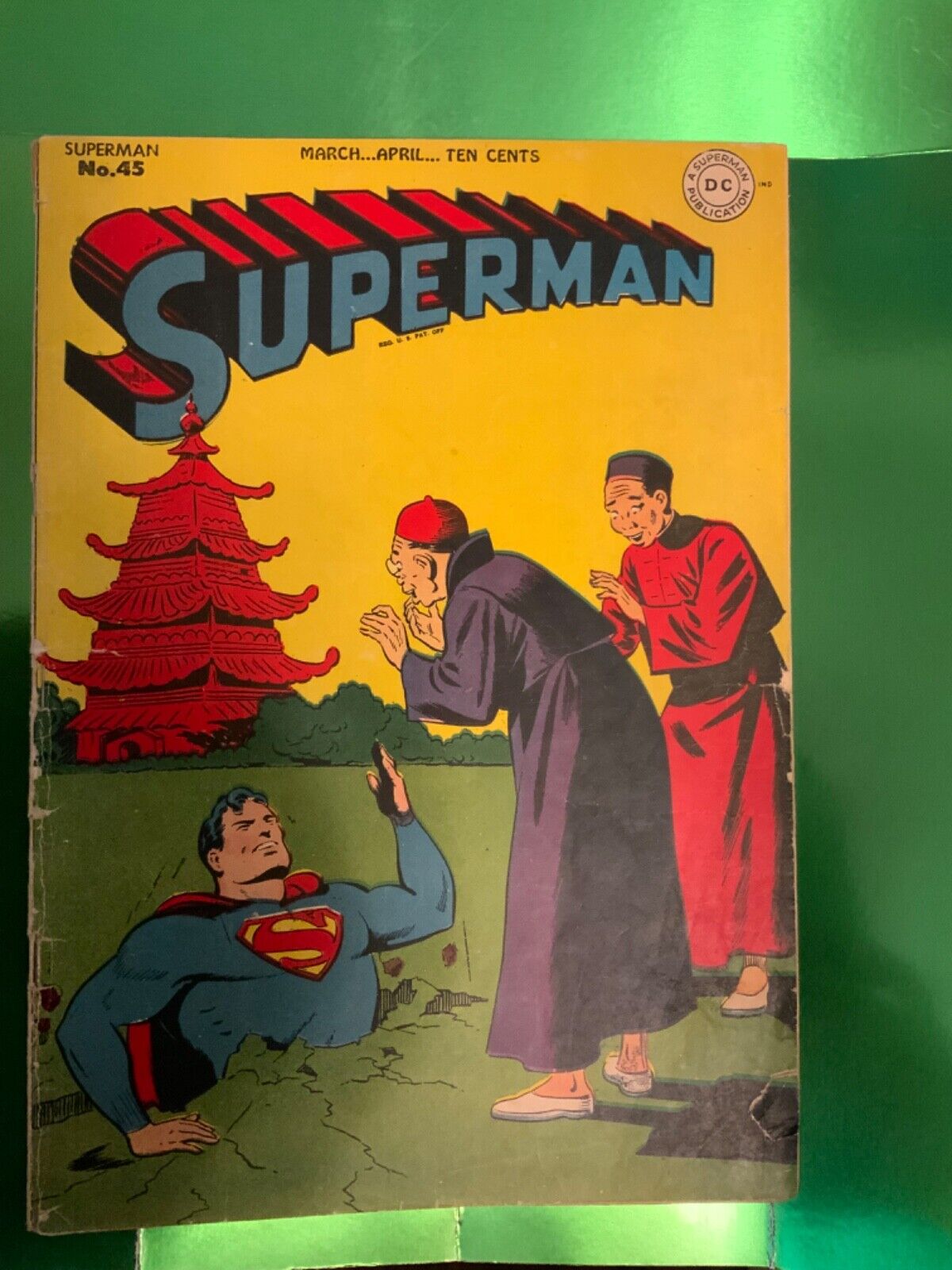Superman #45 (1947) - LOIS LANE AS SUPERWOMAN Cover : Superman drills to China