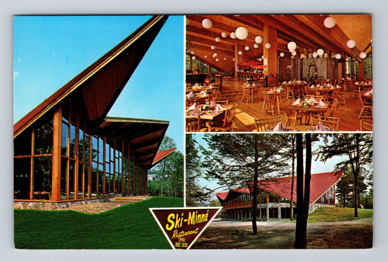 Lake Minnewaska NY-New York, Ski Minne, Lodge, Restaurant, Vintage Postcard