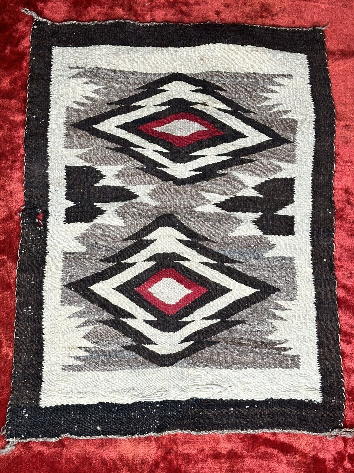 1920’s Navajo Eye Dazzler Sadle Blanket 24”x17”
