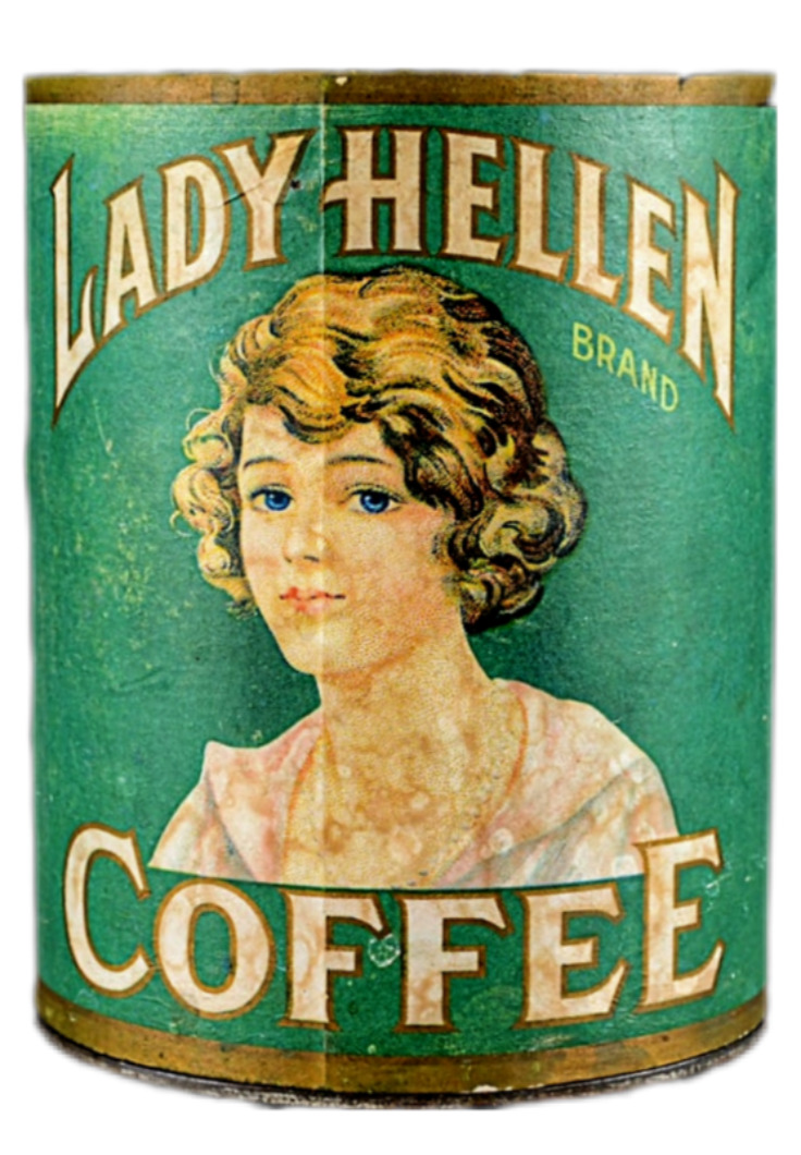 Vintage Lady Helen Coffee Tin Label Can on Fridge Magnet 2.5\