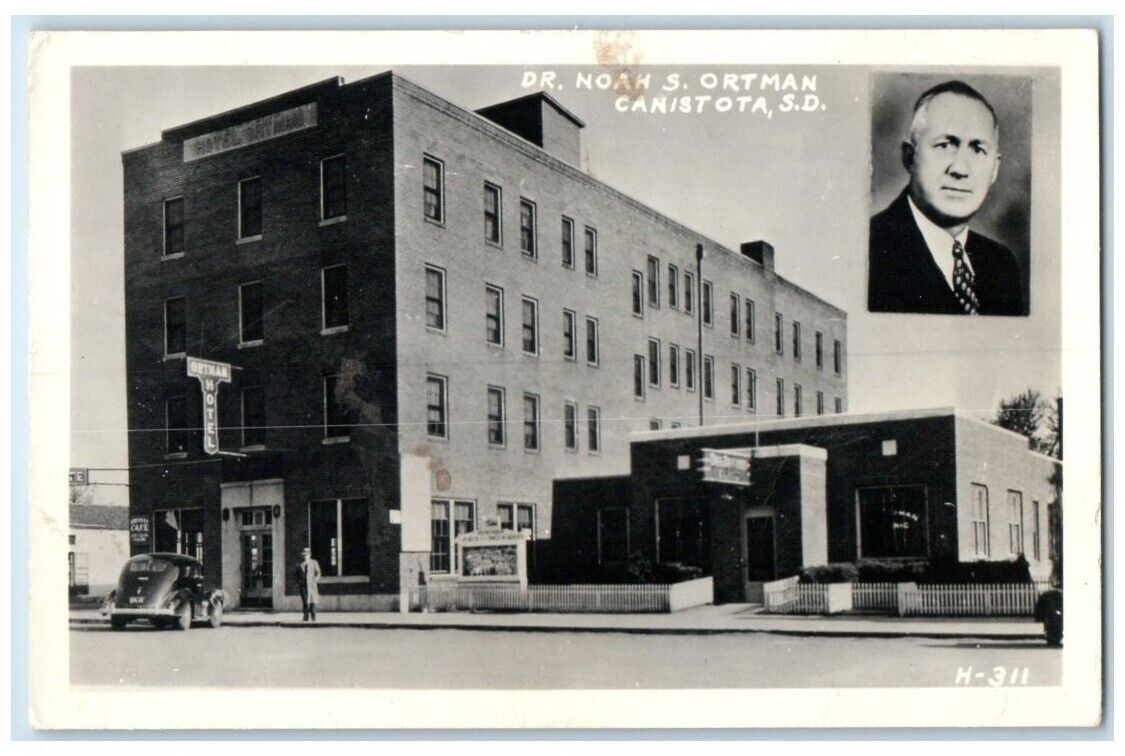 c1940's Dr. Noah Ortman Hotel Clinic View Canistota SD RPPC Photo Postcard