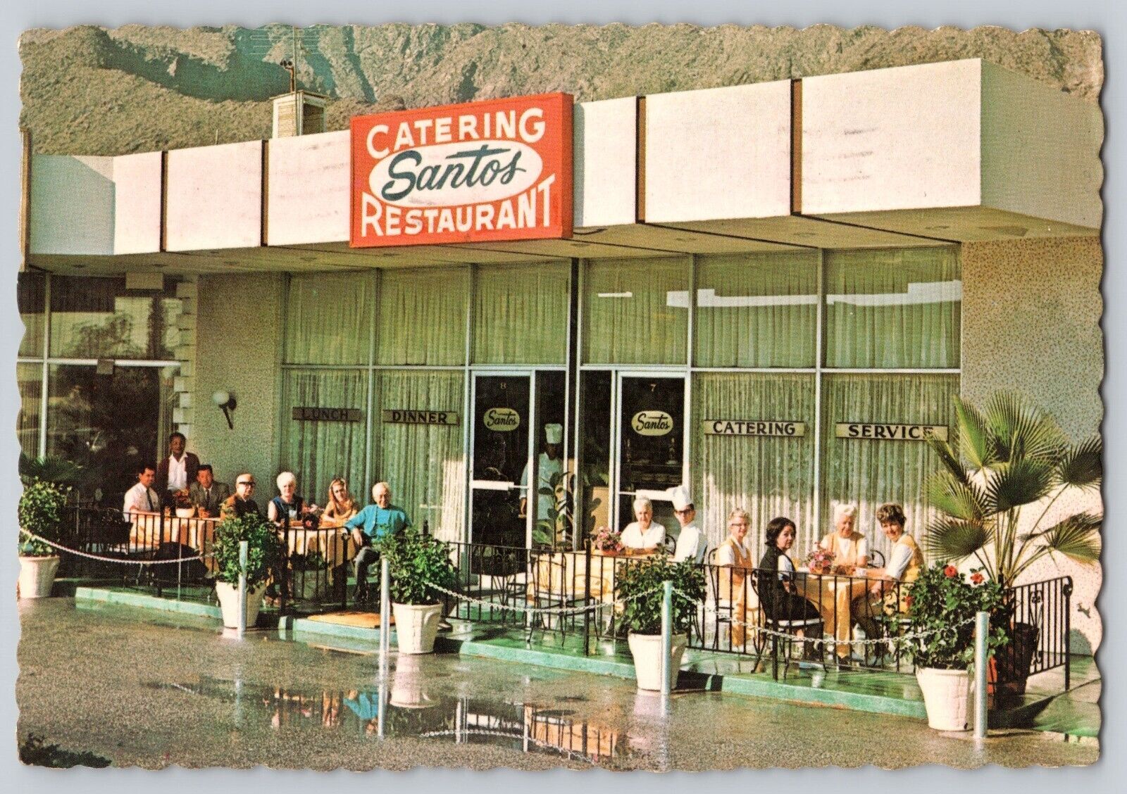 Postcard California Palm Springs Santos Catering & Restaurant Exterior Vintage