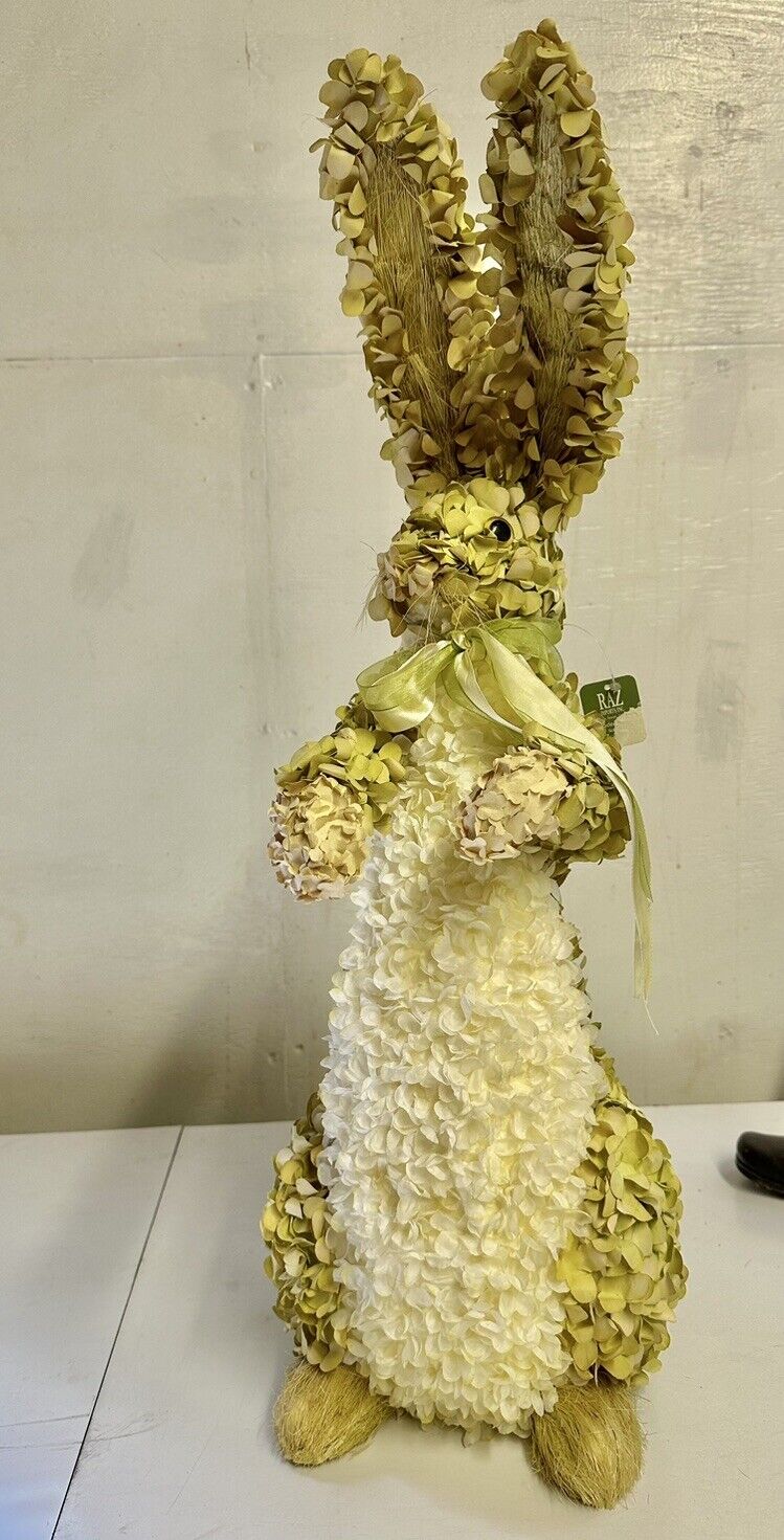 Vintage Rare Raz Imports Huge Flower Appliqué Easter Bunny Rabbit Statue Decor