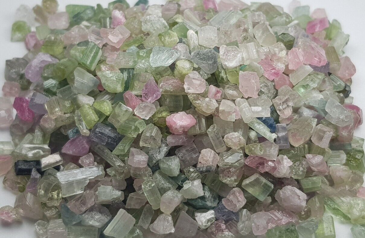 370 Ct Natural Bi Color Tourmaline Rough Afghani Crystals Lot