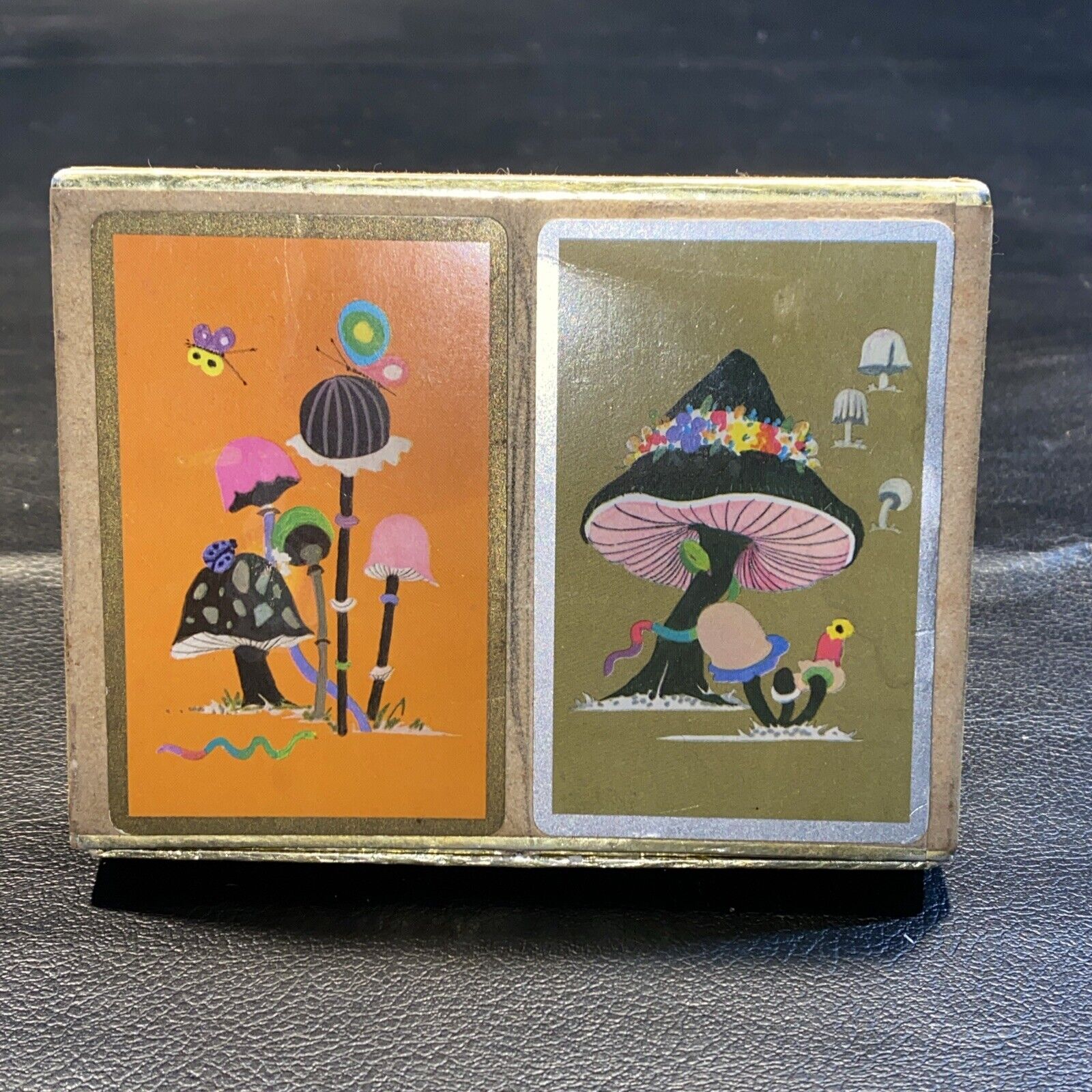 Vintage Congress Playing Cards Double Deck Groovy Mushrooms 
