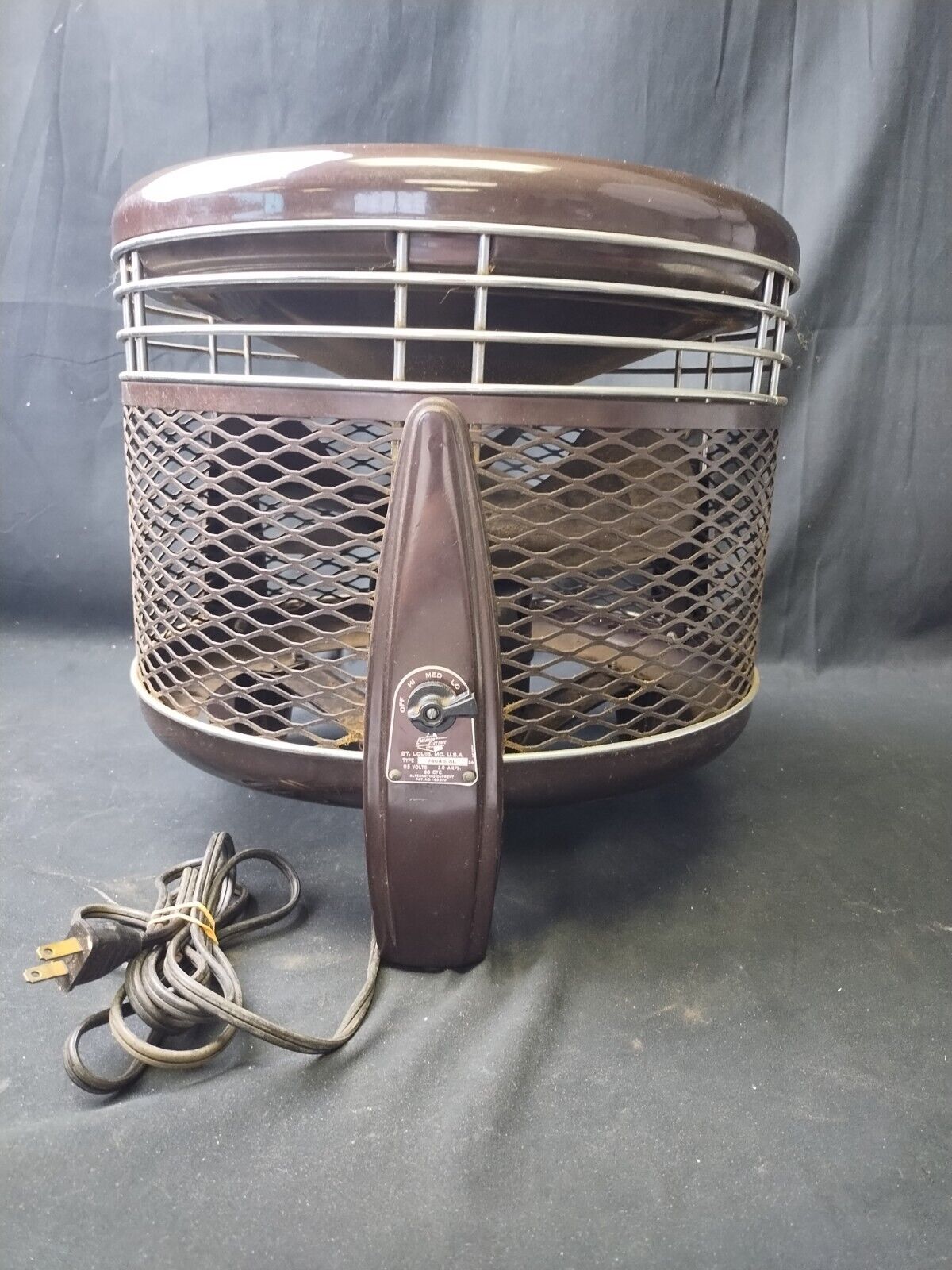 Vintage Emerson Electric Brown Hassock Updraft Fan 3 Speed Working 74646AL