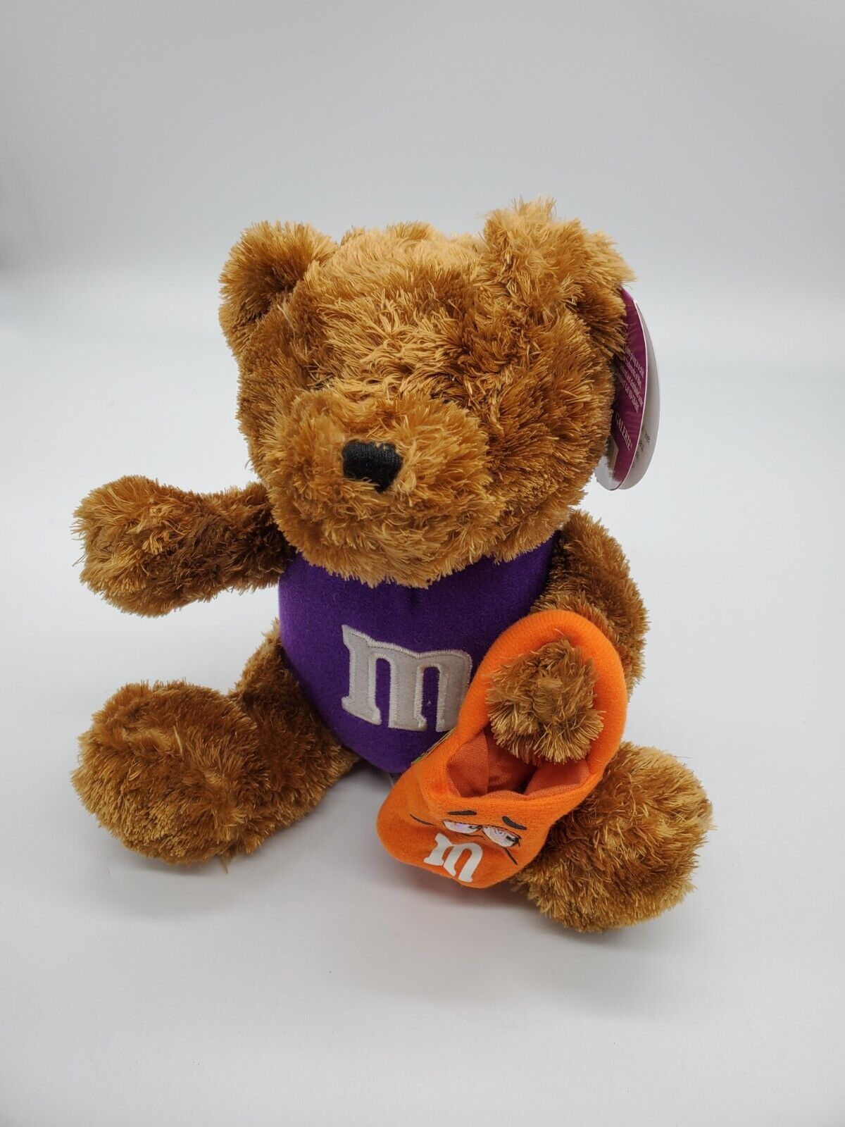 M&M Galerie Purple Orange Halloween Bear Plush with Light Up Pumpkin Treat Bag
