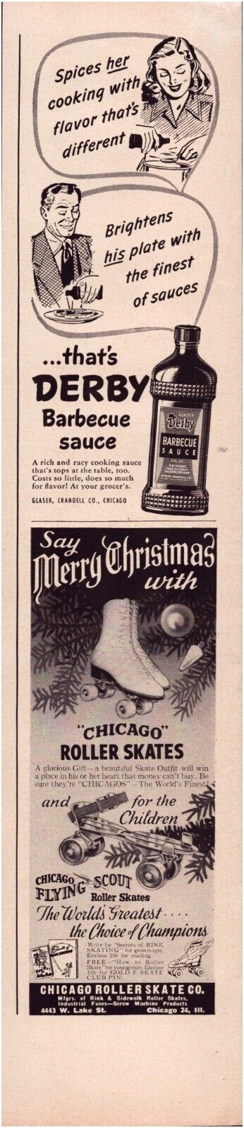 Print Ad Chicago Roller Skates 1948 Christmas Holiday 2\