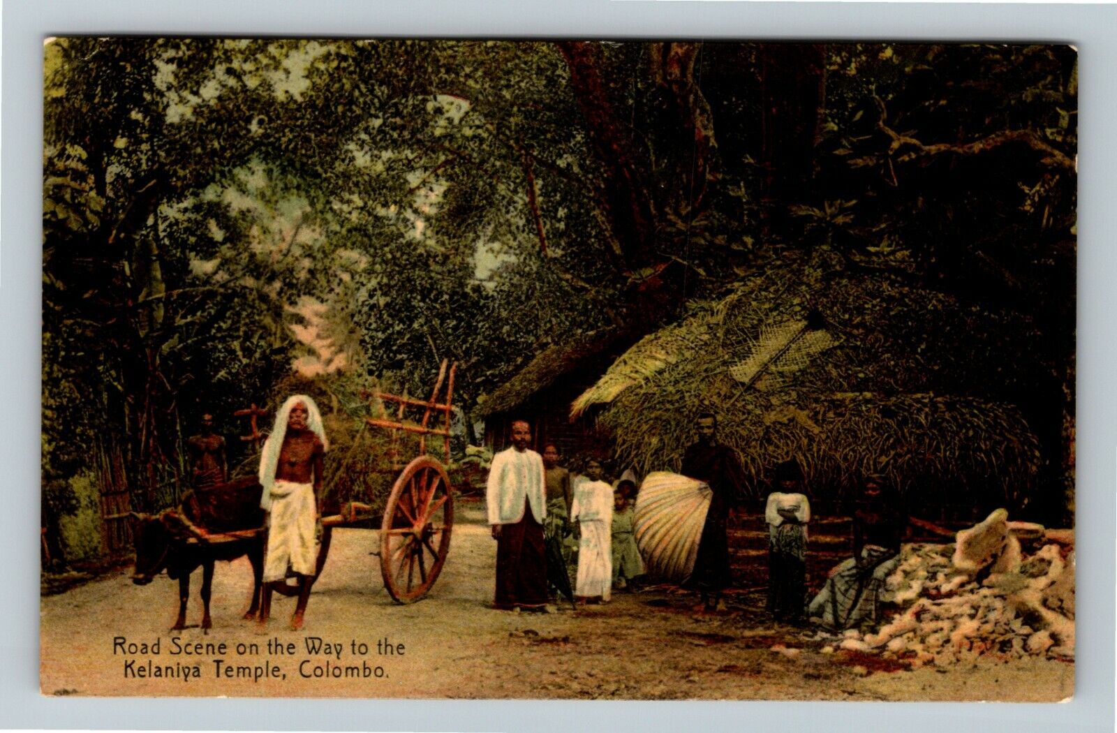 Colombo Sri Lanka, Road Scene, Kelaniya Temple Vintage Souvenir Postcard