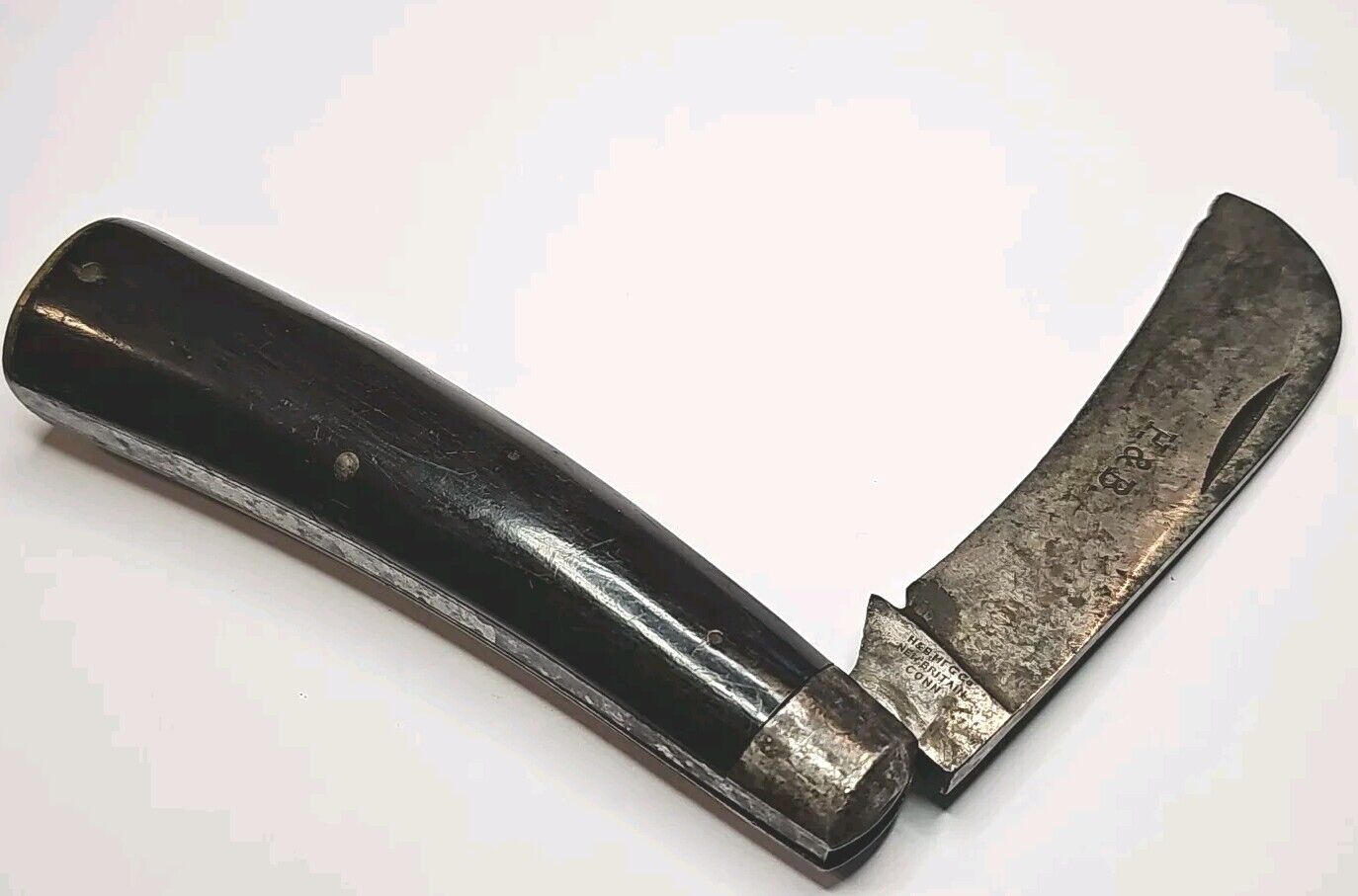 Vintage H & B MFG Co. New Britain Conn. Hawkbill Folding Knife With Wooden...