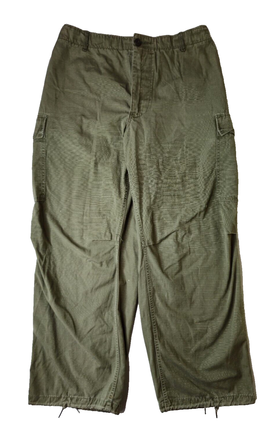 US Army Vintage 60s OG 107 Rip Stop Poplin Cargo Trousers Pants Mens 32x29