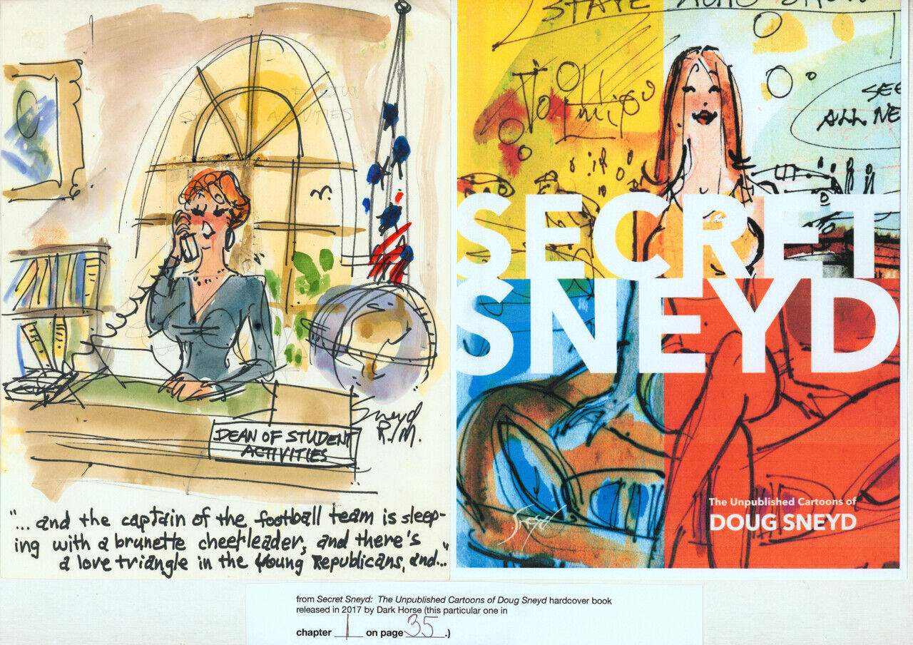 Doug Sneyd Signed Original Art Playboy Gag Rough Published Secret Sneyd COLLEGE