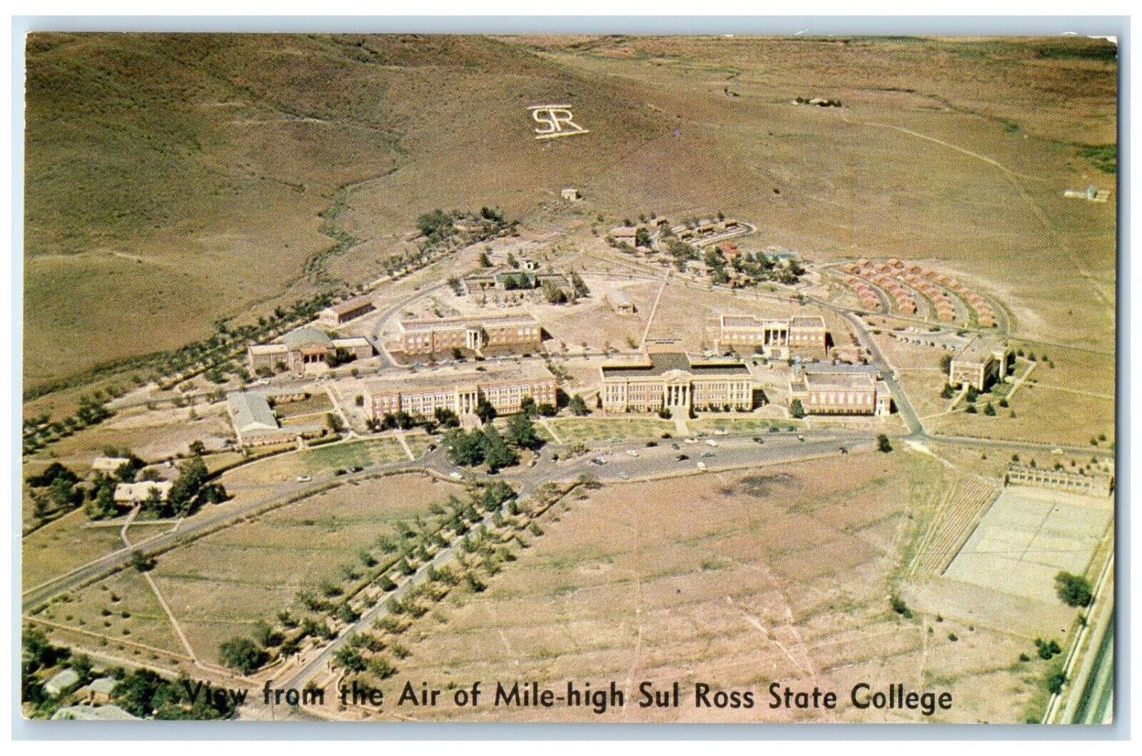 c1960 View Air Mile High Sul Ross State College Alpine Texas TX Vintage Postcard
