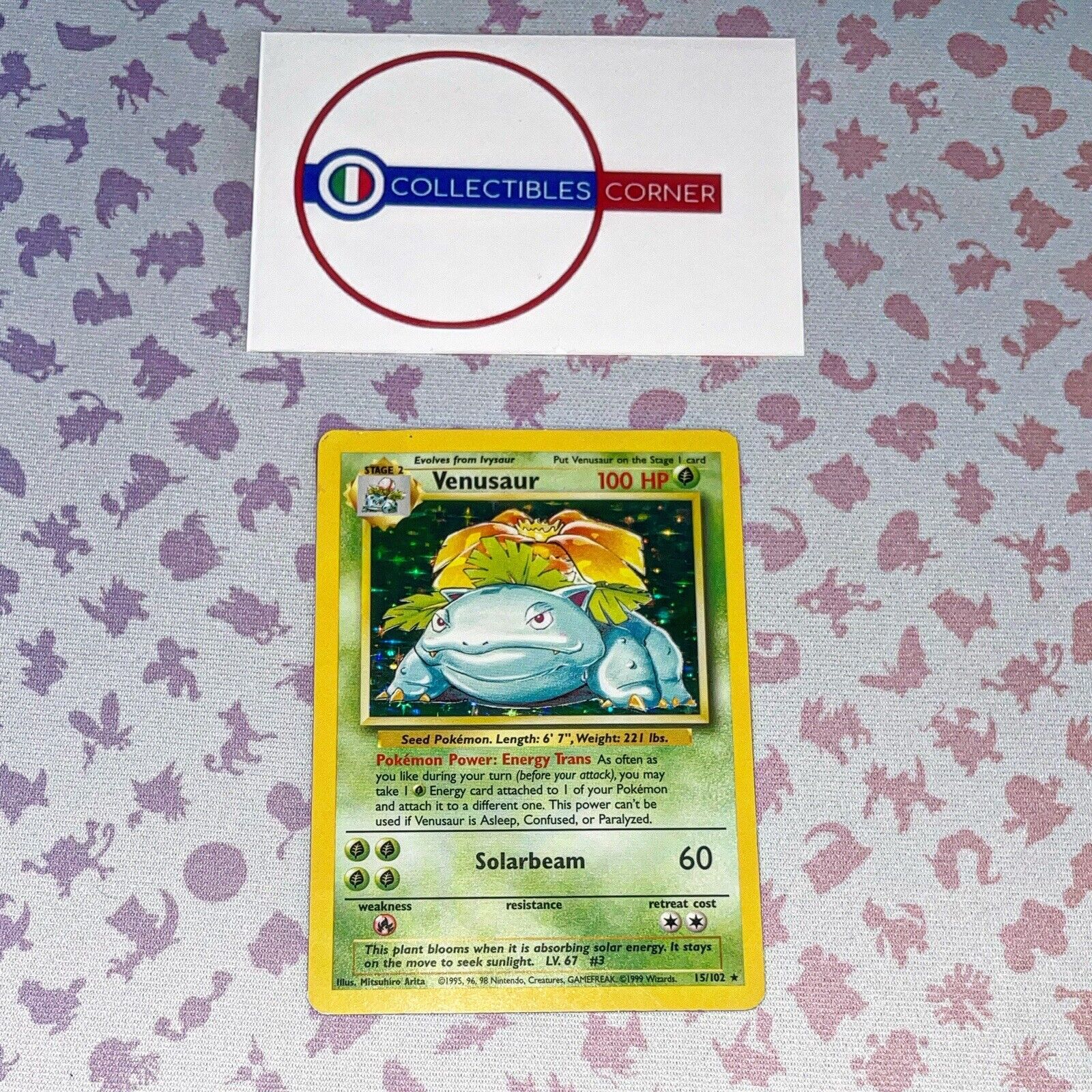 Pokemon Venusaur Card 15/102 ENG Edition Base Set Rare Holo Wotc Foil Old